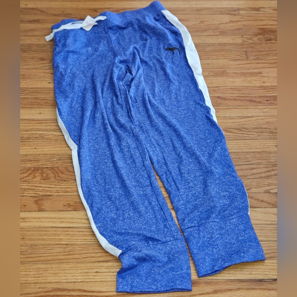 Blue Cotton Pants with Stripe